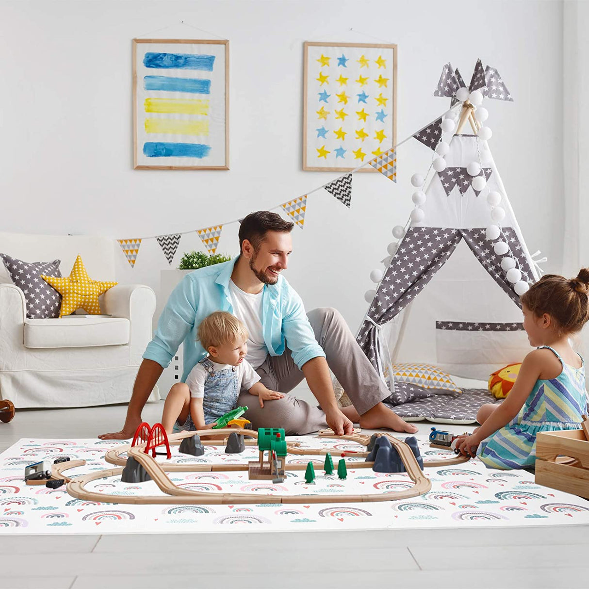 ChandeliersDecor.com-Play Mats-Rainbow Play Mat Non-Toxic Creative Baby Play Mat Tiles