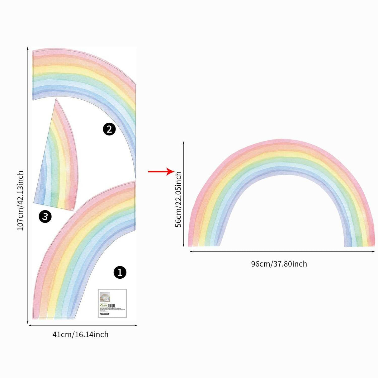 ChandeliersDecor.com-Rainbow Wall Decal for Kids Room Wall Decor | Kids Nursery Wall Decals