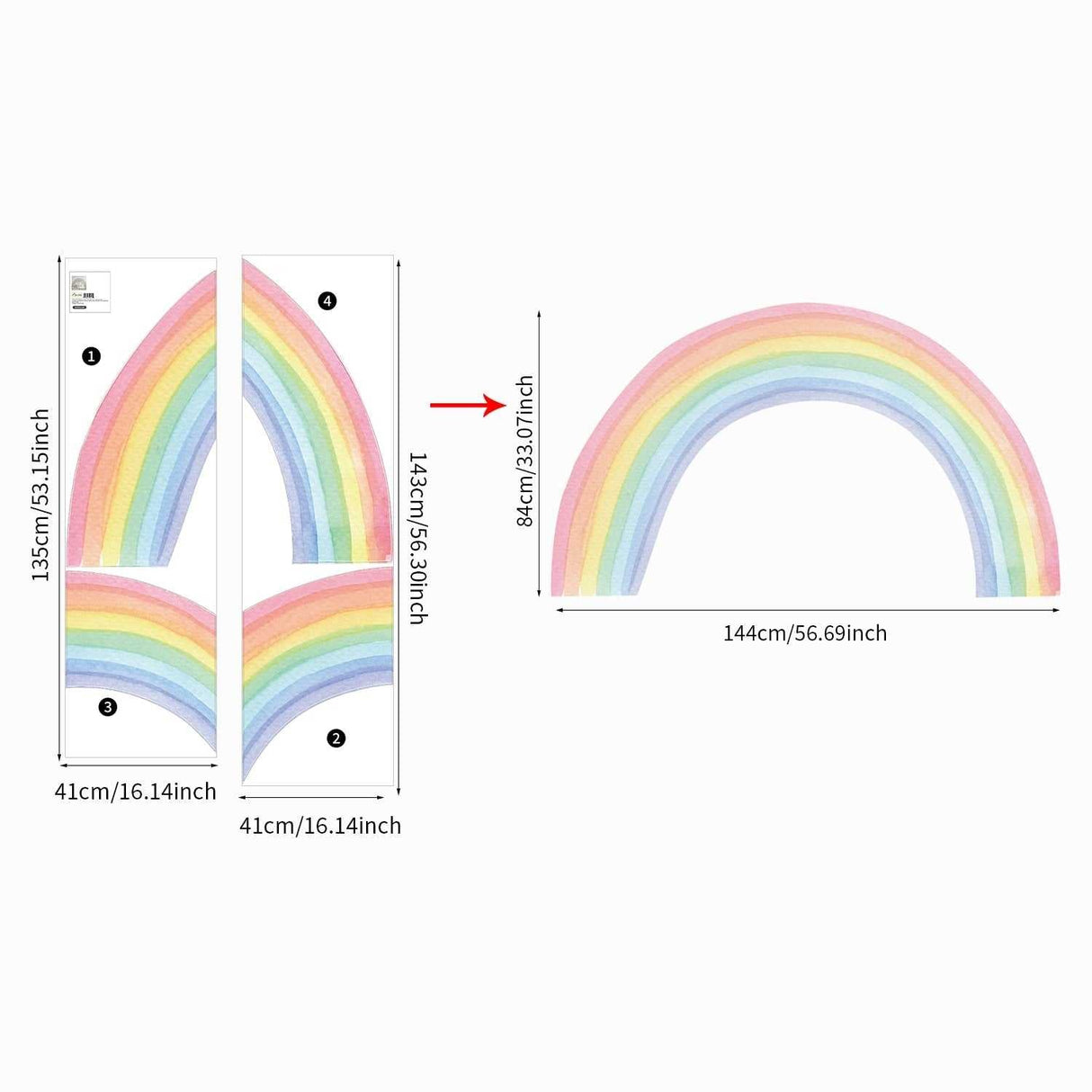ChandeliersDecor.com-Rainbow Wall Decal for Kids Room Wall Decor | Kids Nursery Wall Decals