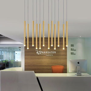 ChandeliersDecor.com-Kitchen Island-Rectangle LED Restaurant Chandelier - Modern Golden Hanging Lamp