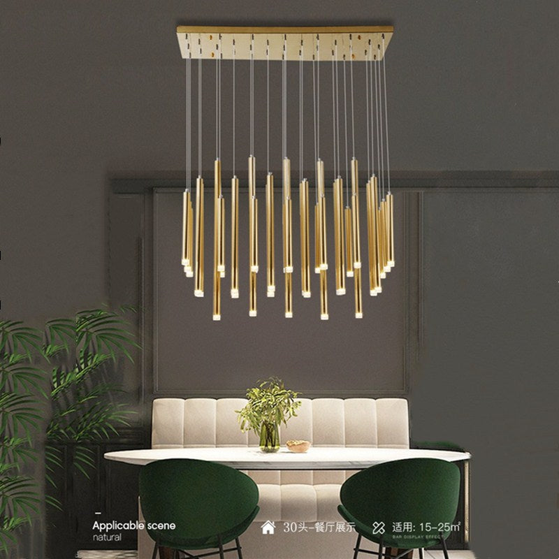 ChandeliersDecor.com-Kitchen Island-Rectangle LED Restaurant Chandelier - Modern Golden Hanging Lamp