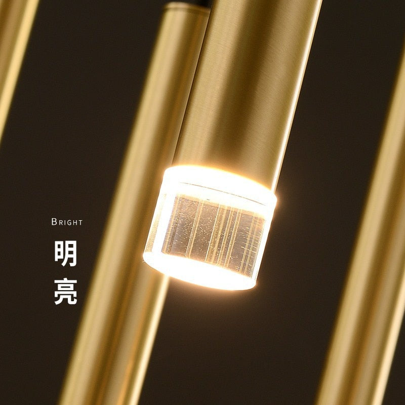 ChandeliersDecor.com-Kitchen Island-Rectangle LED Restaurant Chandelier - Modern Golden Hanging Lamp