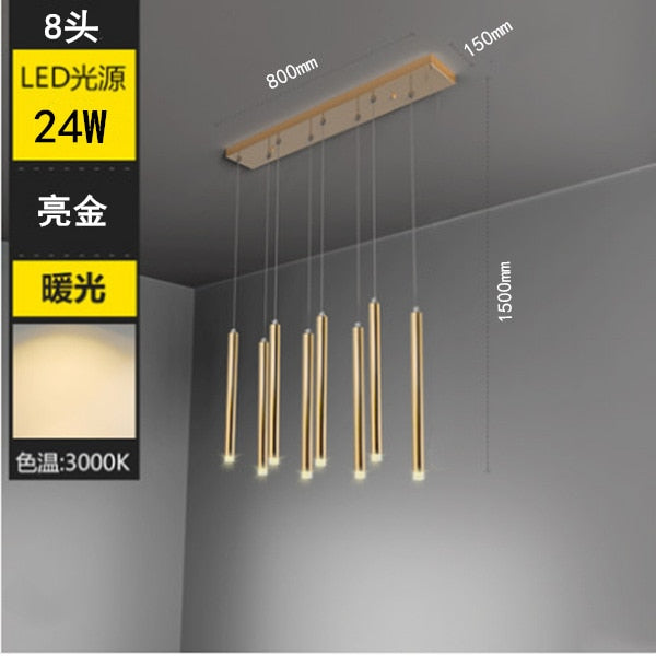 ChandeliersDecor.com-Kitchen Island-Rectangle LED Restaurant Chandelier - Modern Golden Hanging Lamp