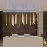 ChandeliersDecor.com-Kitchen Island-Rectangle LED Restaurant Chandelier - Modern Golden Hanging Lamp