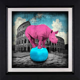 ChandeliersDecor.com-Wall Posters-Red Animals Elephant Pink Rhino Canvas Wall Art