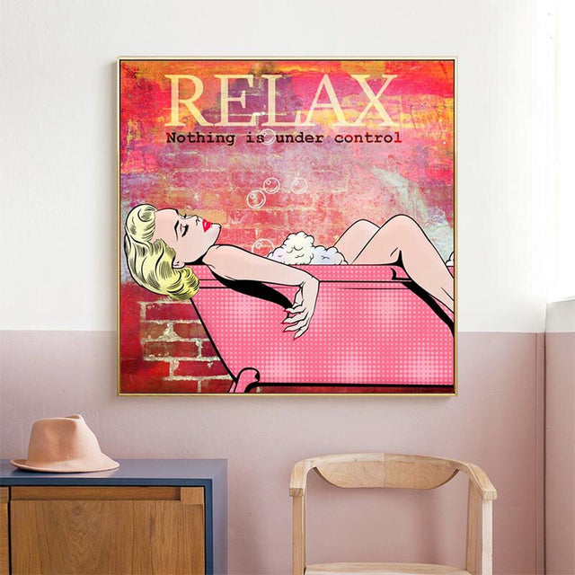 ChandeliersDecor.com-Wall Posters-Relax Woman Bathing Print Poster on Canvas - Home Decor Wall Art