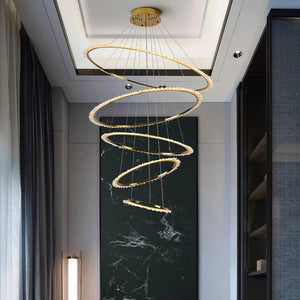 ChandeliersDecor.com-Staircase Chandelier-Rings Crystal LED Staircase Chandelier: Elegance