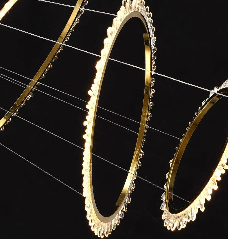 ChandeliersDecor.com-Staircase Chandelier-Rings Crystal LED Staircase Chandelier: Elegance