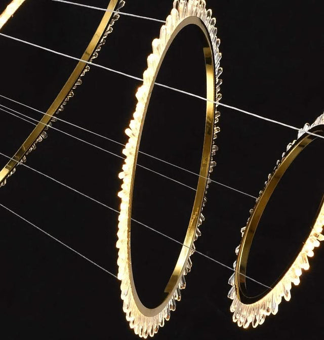 Rings Crystal LED Staircase Chandelier: Elegance-ChandeliersDecor.com