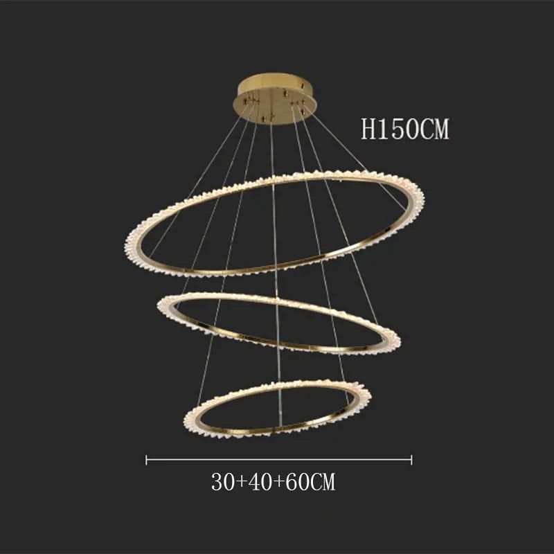 Rings Crystal LED Staircase Chandelier: Elegance-ChandeliersDecor.com