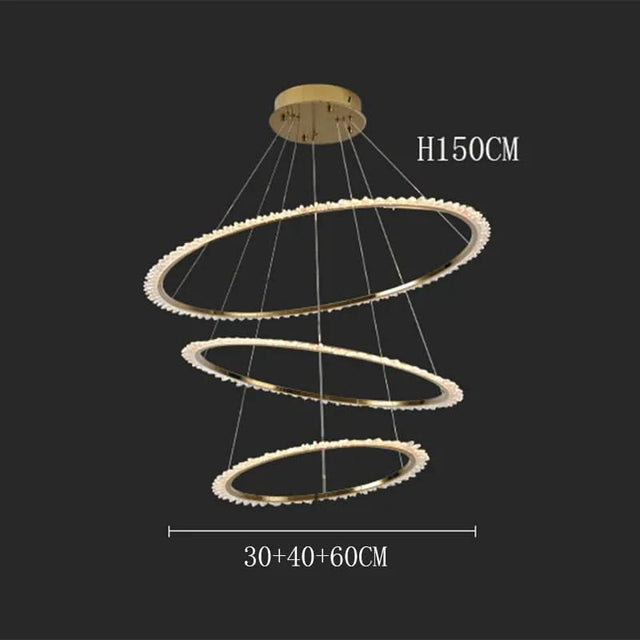 Rings Crystal LED Staircase Chandelier: Elegance-ChandeliersDecor.com