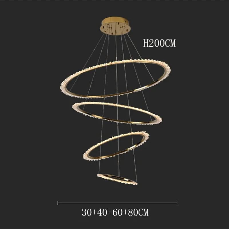 Rings Crystal LED Staircase Chandelier: Elegance-ChandeliersDecor.com