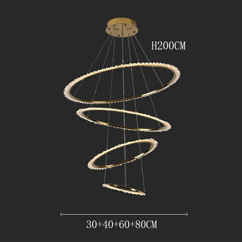 ChandeliersDecor.com-Staircase Chandelier-Rings Crystal LED Staircase Chandelier: Elegance