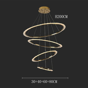 ChandeliersDecor.com-Staircase Chandelier-Rings Crystal LED Staircase Chandelier: Elegance