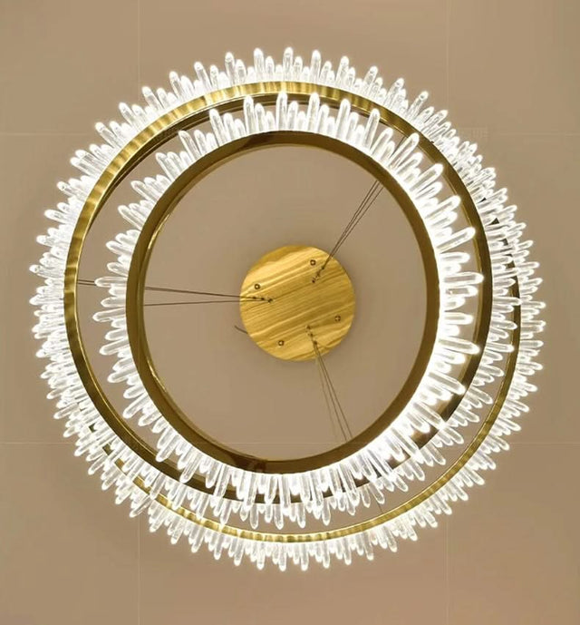 Rings Crystal LED Staircase Chandelier: Elegance-ChandeliersDecor.com