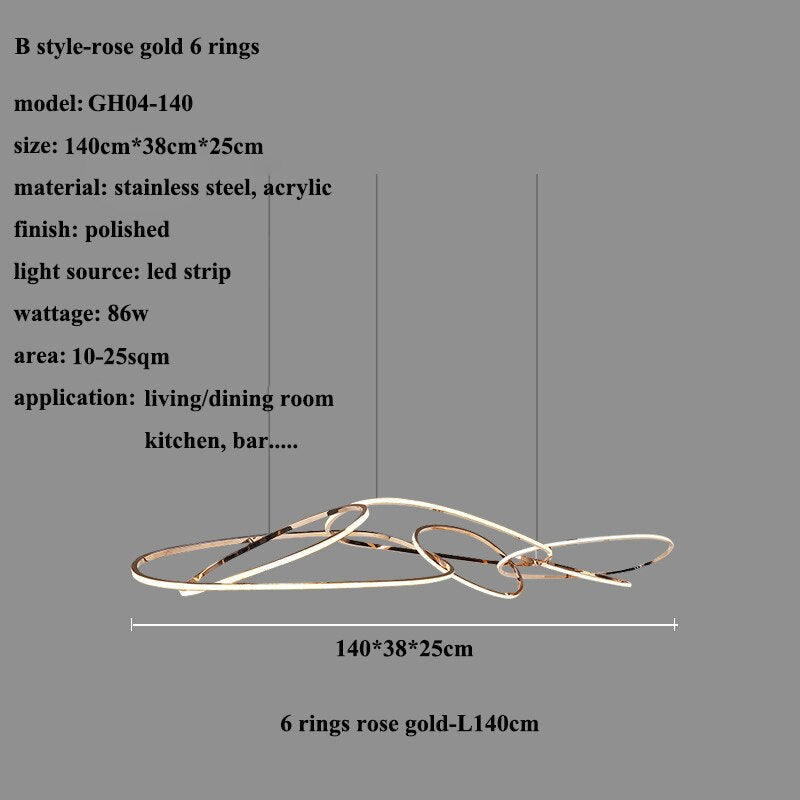 ChandeliersDecor.com-Kitchen Island-Rings LED Chandelier: Stunning Lighting Fixture