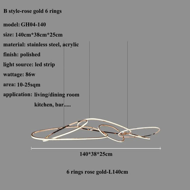 ChandeliersDecor.com-Kitchen Island-Rings LED Chandelier: Stunning Lighting Fixture