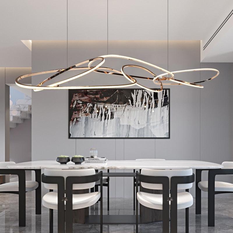 ChandeliersDecor.com-Kitchen Island-Rings LED Chandelier: Stunning Lighting Fixture