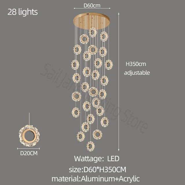 Rings LED Light Staircase Chandelier – Style Your Staircase-ChandeliersDecor.com