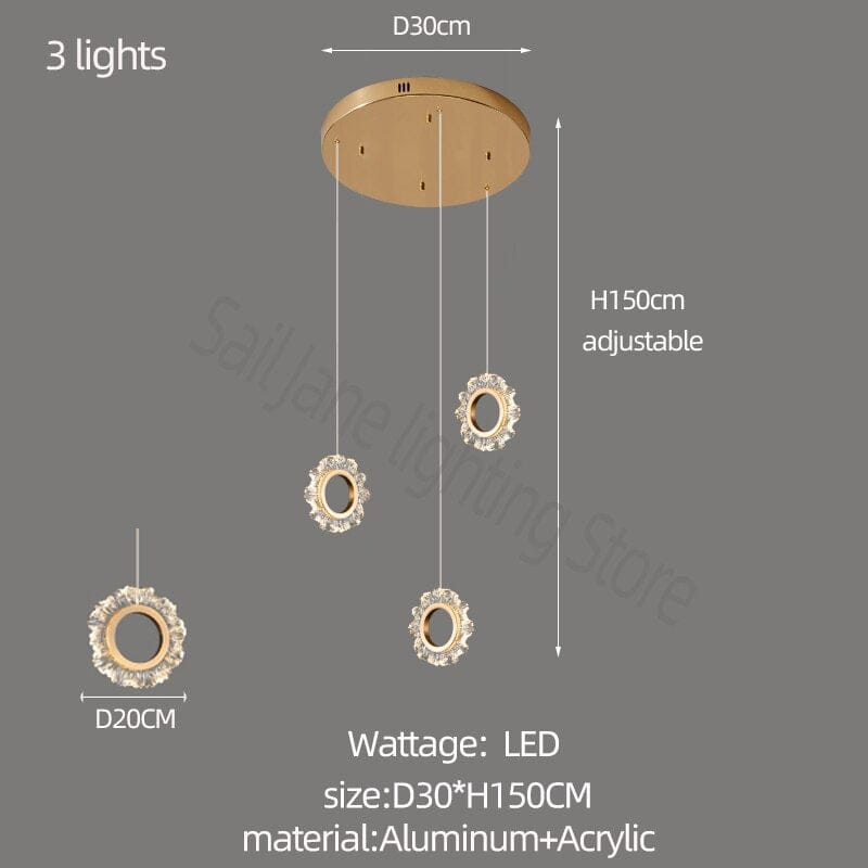 ChandeliersDecor.com-Staircase Chandelier-Rings LED Light Staircase Chandelier – Style Your Staircase