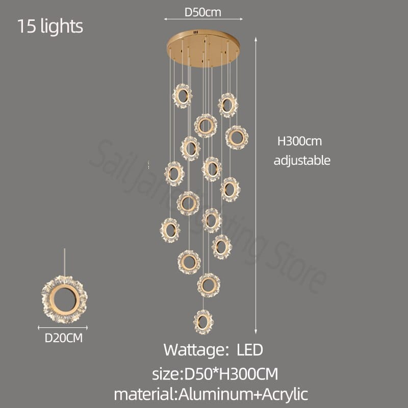 ChandeliersDecor.com-Staircase Chandelier-Rings LED Light Staircase Chandelier – Style Your Staircase