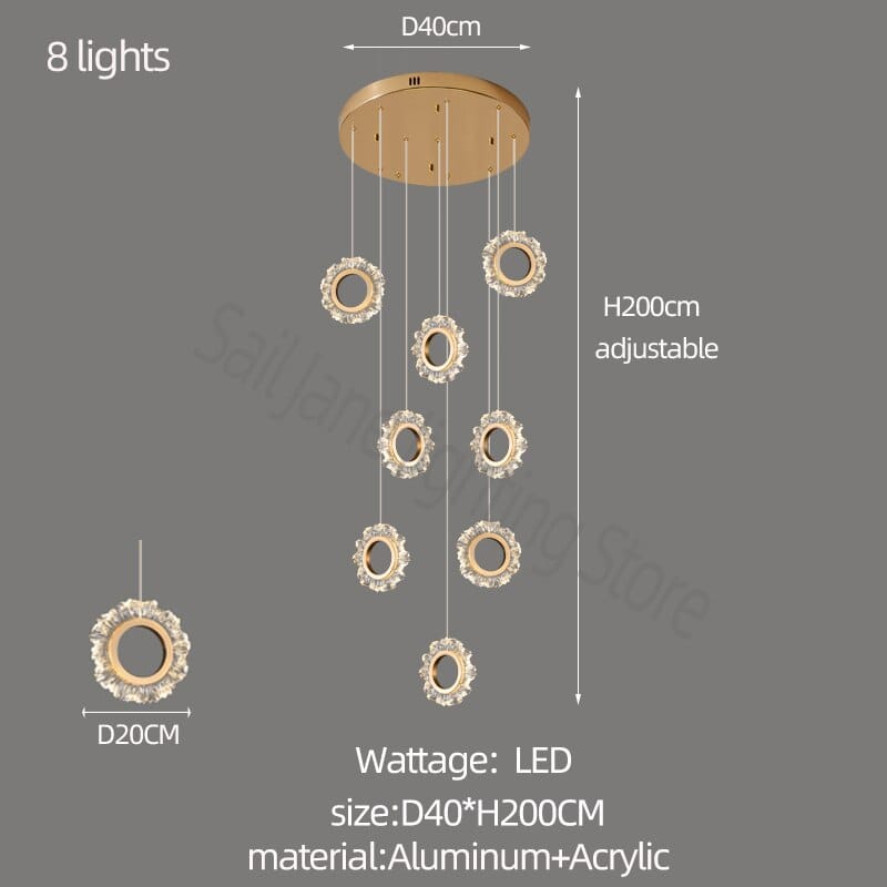 ChandeliersDecor.com-Staircase Chandelier-Rings LED Light Staircase Chandelier – Style Your Staircase