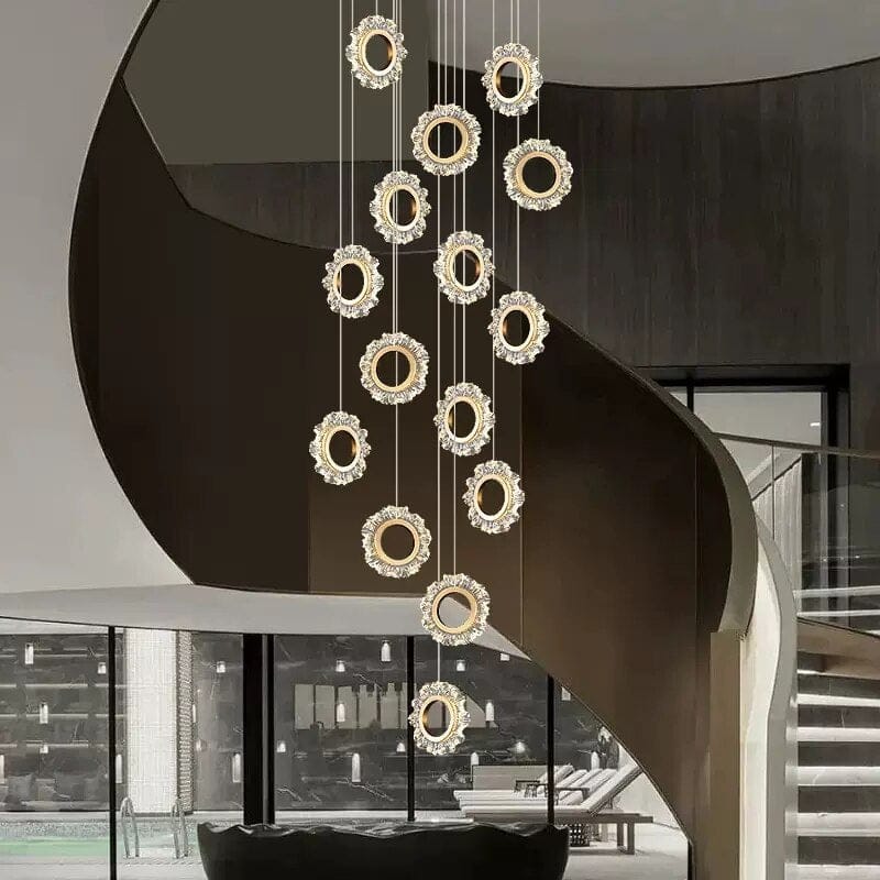 ChandeliersDecor.com-Staircase Chandelier-Rings LED Light Staircase Chandelier – Style Your Staircase