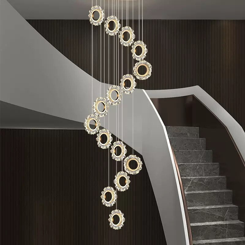 ChandeliersDecor.com-Staircase Chandelier-Rings LED Light Staircase Chandelier – Style Your Staircase