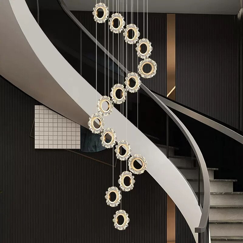 ChandeliersDecor.com-Staircase Chandelier-Rings LED Light Staircase Chandelier – Style Your Staircase