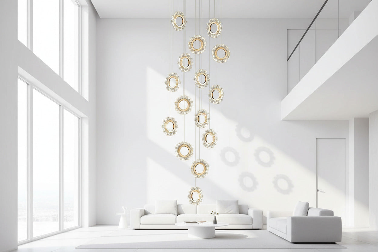 Rings LED Light Staircase Chandelier – Style Your Staircase-ChandeliersDecor.com
