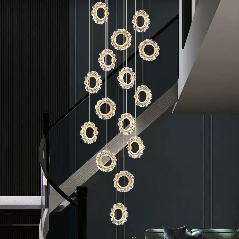 ChandeliersDecor.com-Staircase Chandelier-Rings LED Light Staircase Chandelier – Style Your Staircase