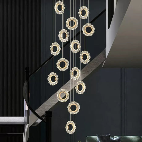 ChandeliersDecor.com-Staircase Chandelier-Rings LED Light Staircase Chandelier – Style Your Staircase