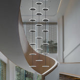 ChandeliersDecor.com-Staircase Chandelier-Rings LED Plate Staircase Chandelier