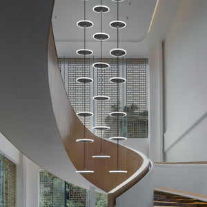 ChandeliersDecor.com-Staircase Chandelier-Rings LED Plate Staircase Chandelier