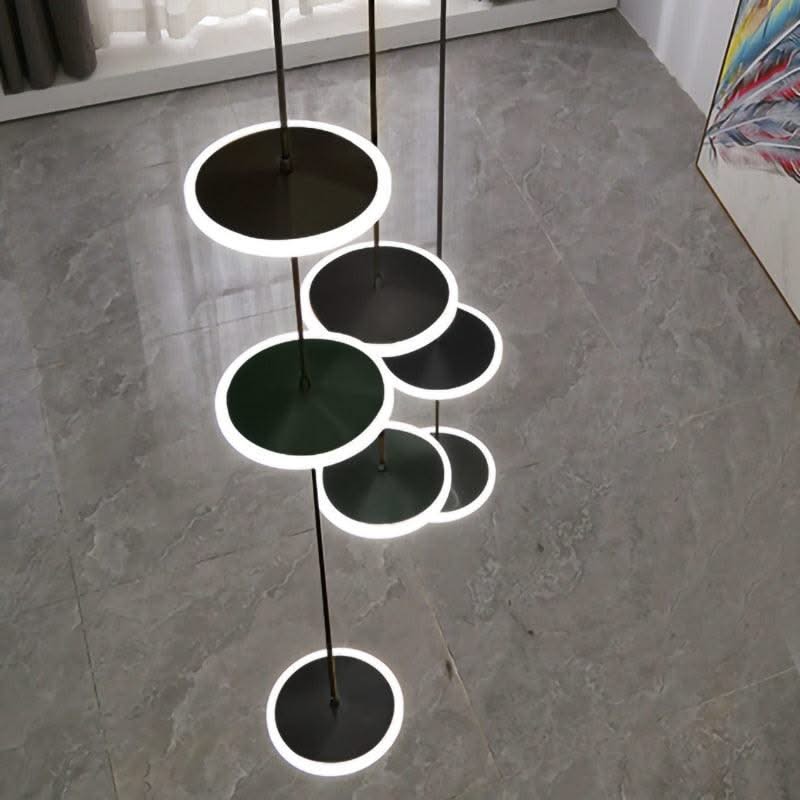 ChandeliersDecor.com-Staircase Chandelier-Rings LED Plate Staircase Chandelier