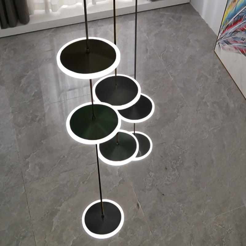 ChandeliersDecor.com-Staircase Chandelier-Rings LED Plate Staircase Chandelier