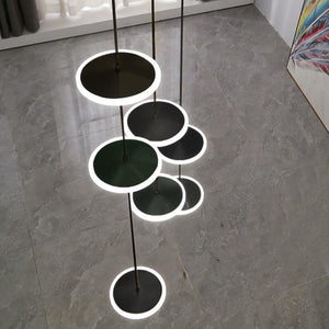 ChandeliersDecor.com-Staircase Chandelier-Rings LED Plate Staircase Chandelier