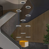 ChandeliersDecor.com-Staircase Chandelier-Rings LED Plate Staircase Chandelier