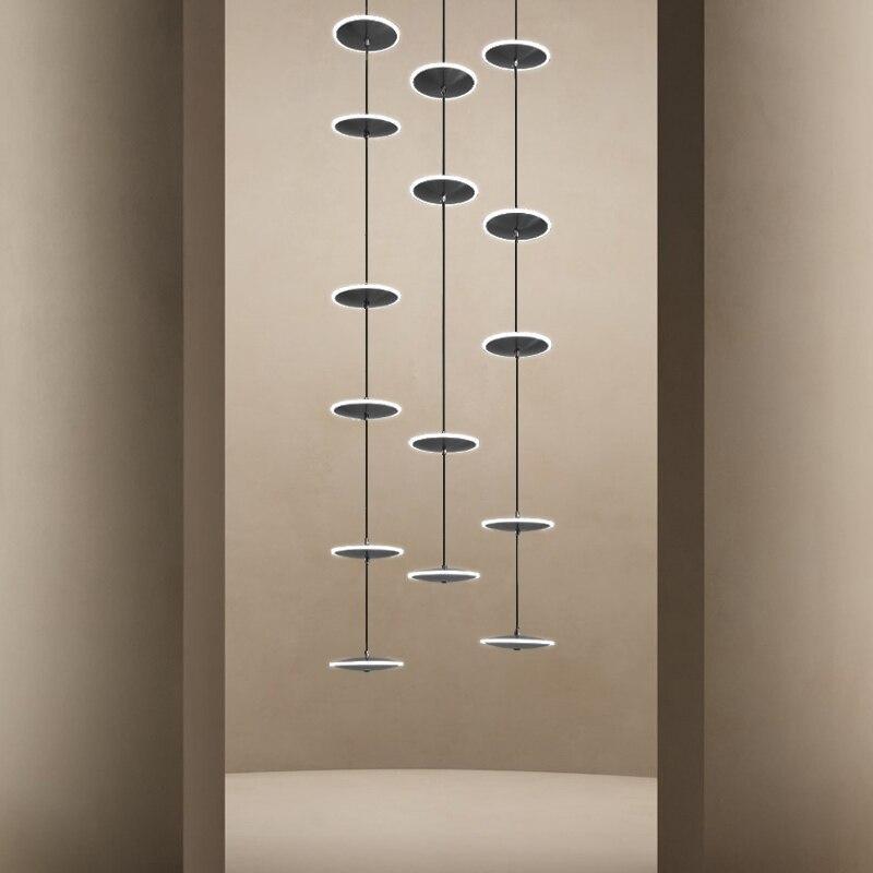 ChandeliersDecor.com-Staircase Chandelier-Rings LED Plate Staircase Chandelier