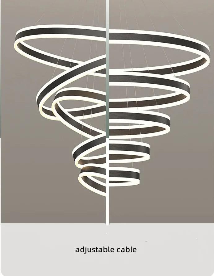 ChandeliersDecor.com-Staircase Chandeliers-Rings LED Staircase Chandelier: Unparalleled Elegance