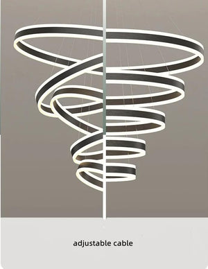 ChandeliersDecor.com-Staircase Chandeliers-Rings LED Staircase Chandelier: Unparalleled Elegance