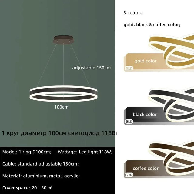Rings LED Staircase Chandelier: Unparalleled Elegance-ChandeliersDecor.com