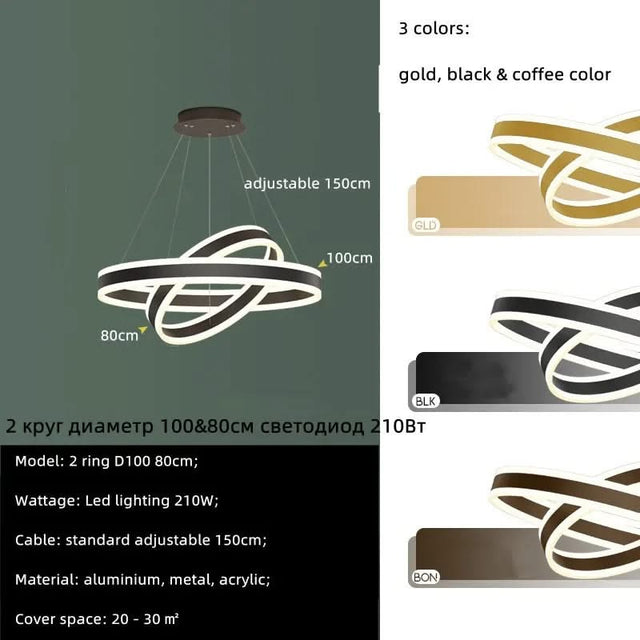 Rings LED Staircase Chandelier: Unparalleled Elegance-ChandeliersDecor.com