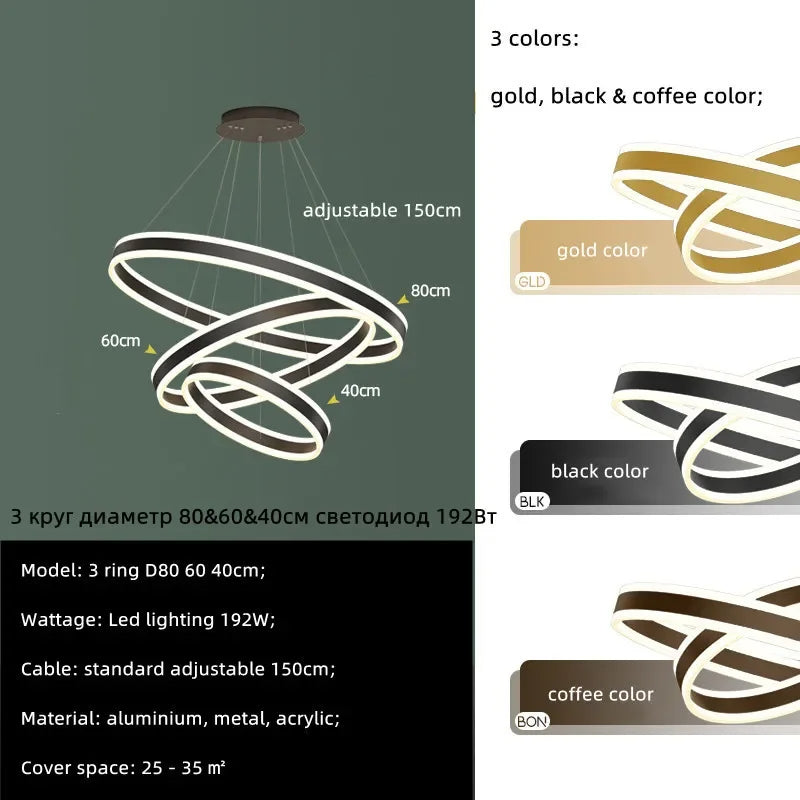 ChandeliersDecor.com-Staircase Chandeliers-Rings LED Staircase Chandelier: Unparalleled Elegance