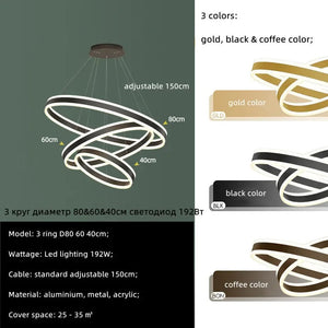 ChandeliersDecor.com-Staircase Chandeliers-Rings LED Staircase Chandelier: Unparalleled Elegance