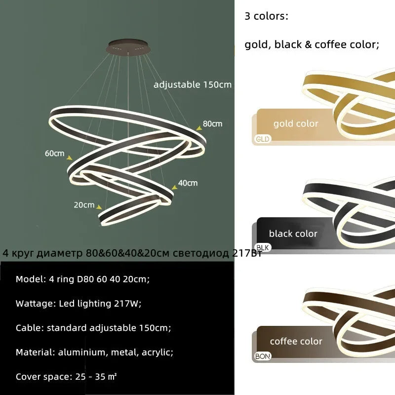 ChandeliersDecor.com-Staircase Chandeliers-Rings LED Staircase Chandelier: Unparalleled Elegance