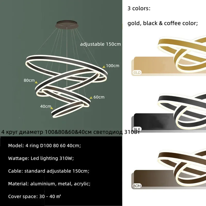 ChandeliersDecor.com-Staircase Chandeliers-Rings LED Staircase Chandelier: Unparalleled Elegance