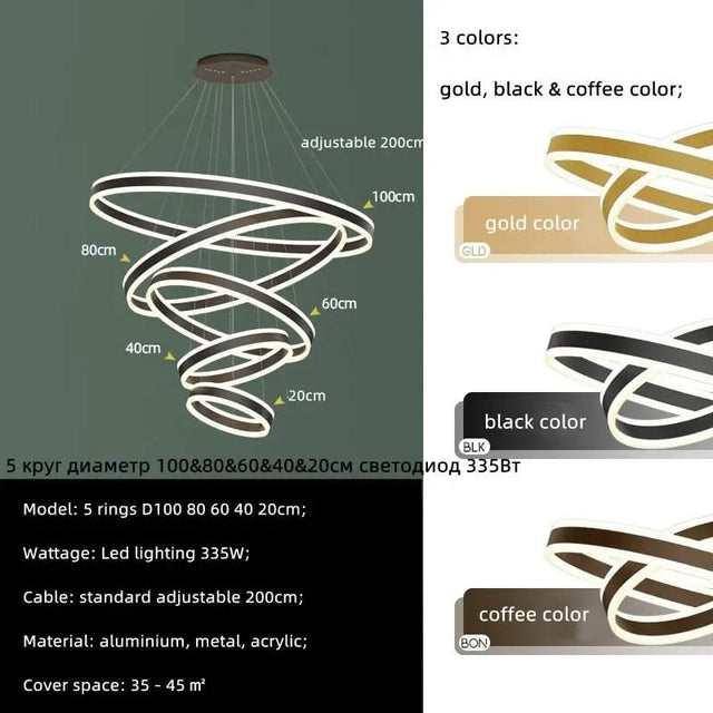 Rings LED Staircase Chandelier: Unparalleled Elegance-ChandeliersDecor.com