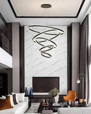 ChandeliersDecor.com-Staircase Chandeliers-Rings LED Staircase Chandelier: Unparalleled Elegance