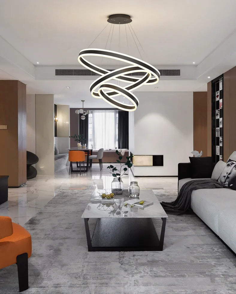 ChandeliersDecor.com-Staircase Chandeliers-Rings LED Staircase Chandelier: Unparalleled Elegance